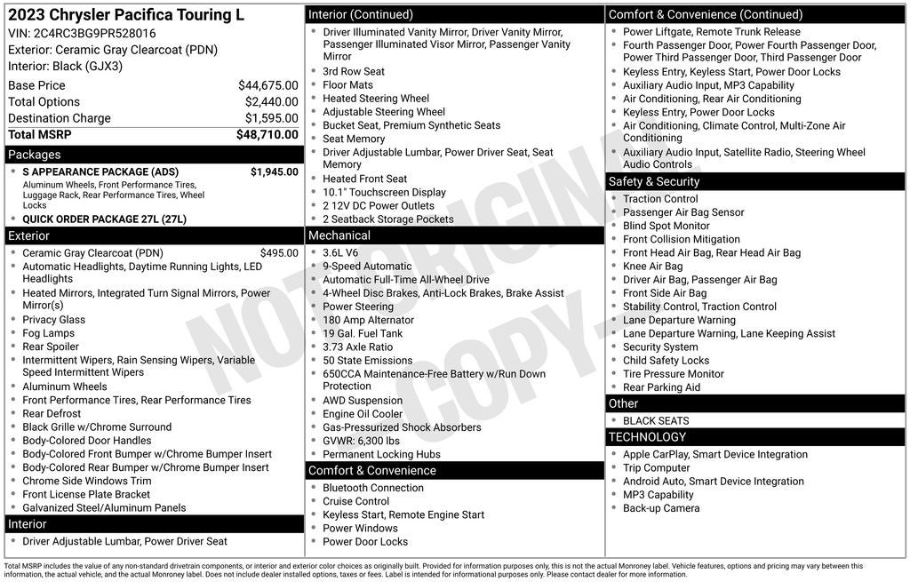 2023 Chrysler Pacifica Touring L