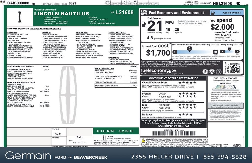 2022 Lincoln Nautilus Reserve