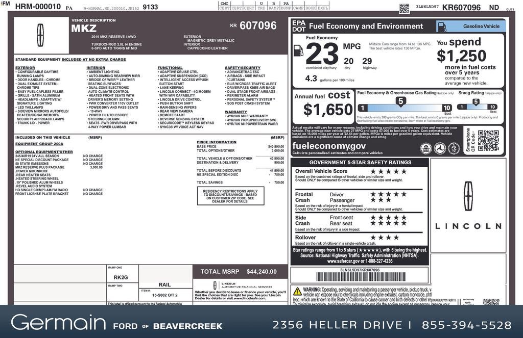 2019 Lincoln MKZ Reserve
