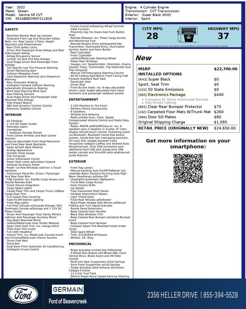 2022 Nissan Sentra SR