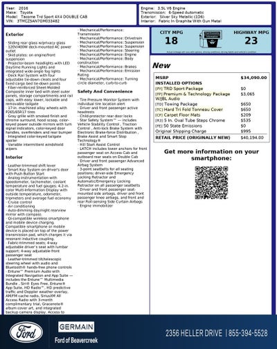 2016 Toyota Tacoma TRD Sport V6