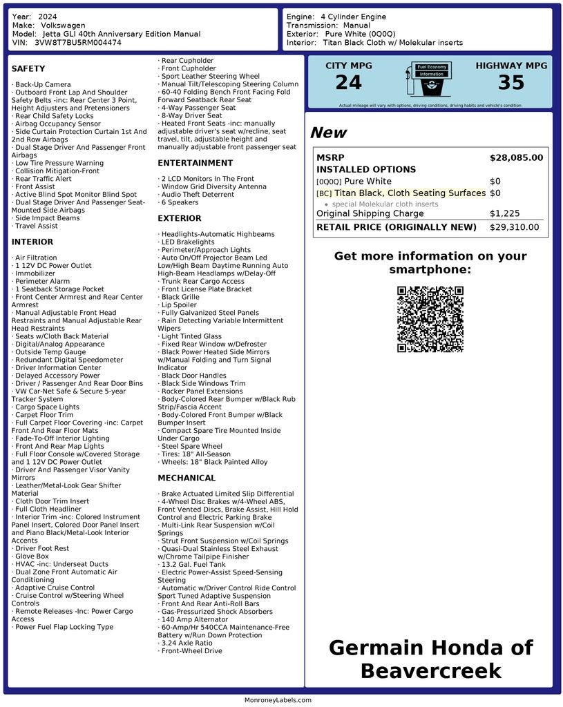 2024 Volkswagen Jetta GLI 40th Anniversary Edition