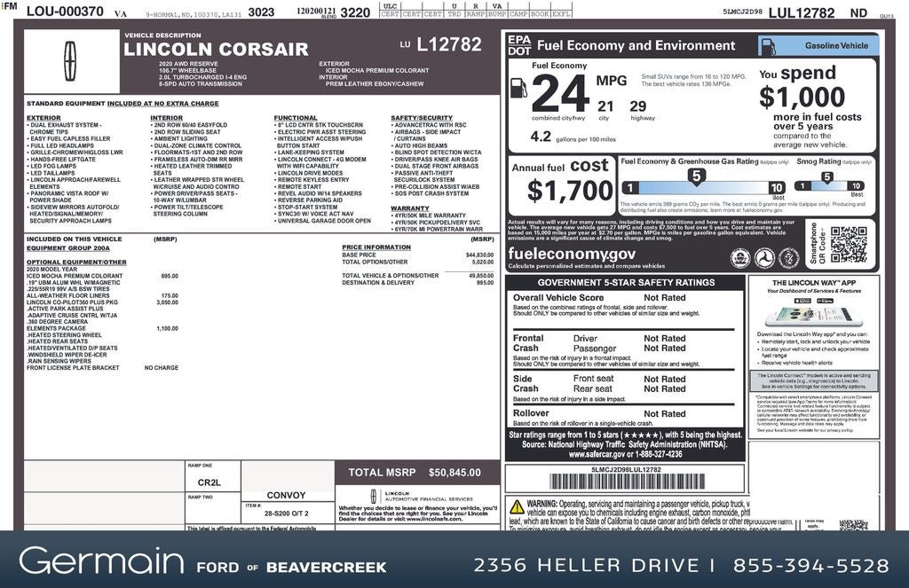 2020 Lincoln Corsair Reserve