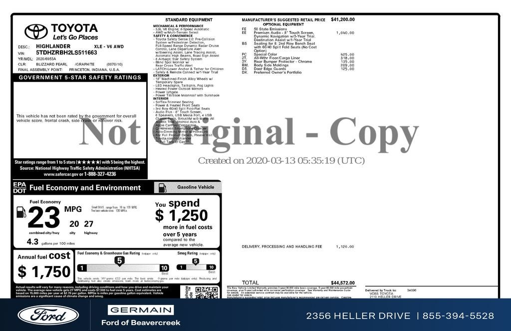 2020 Toyota Highlander XLE