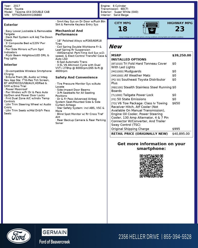 2017 Toyota Tacoma Limited V6