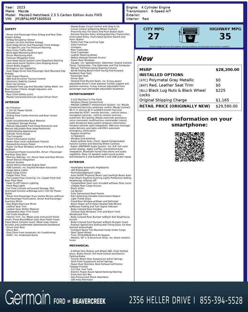 2023 Mazda Mazda3 2.5 S Carbon Edition