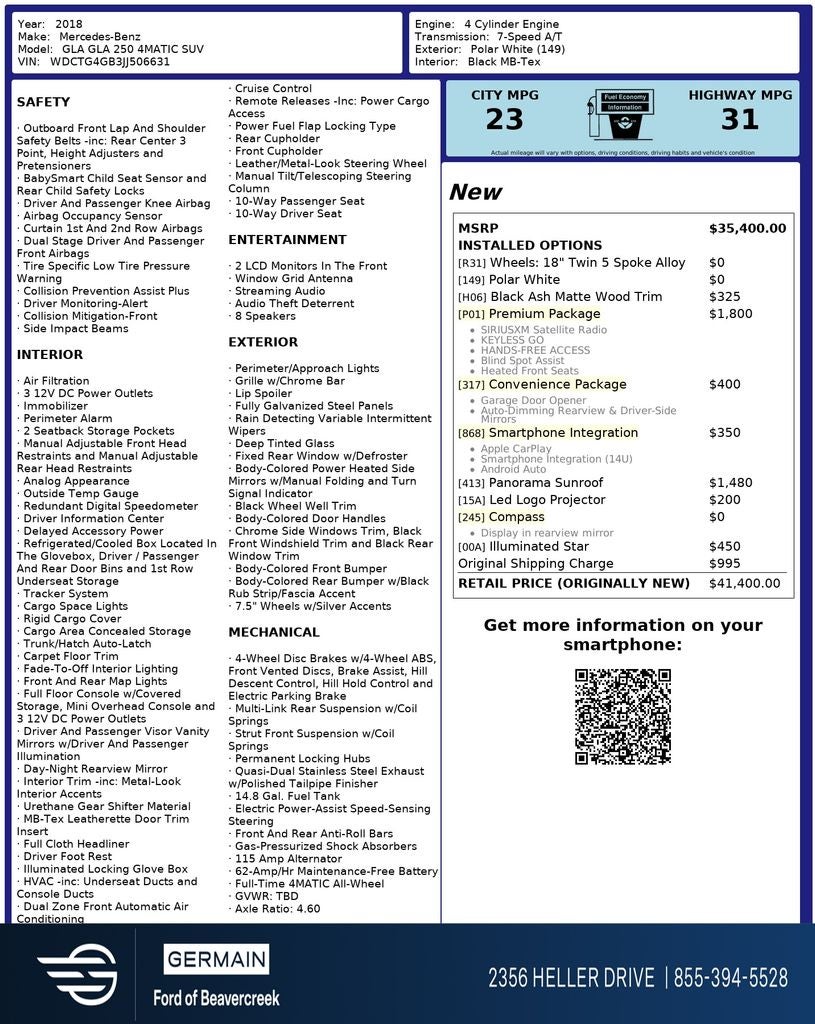 2018 Mercedes-Benz GLA GLA 250 4MATIC®