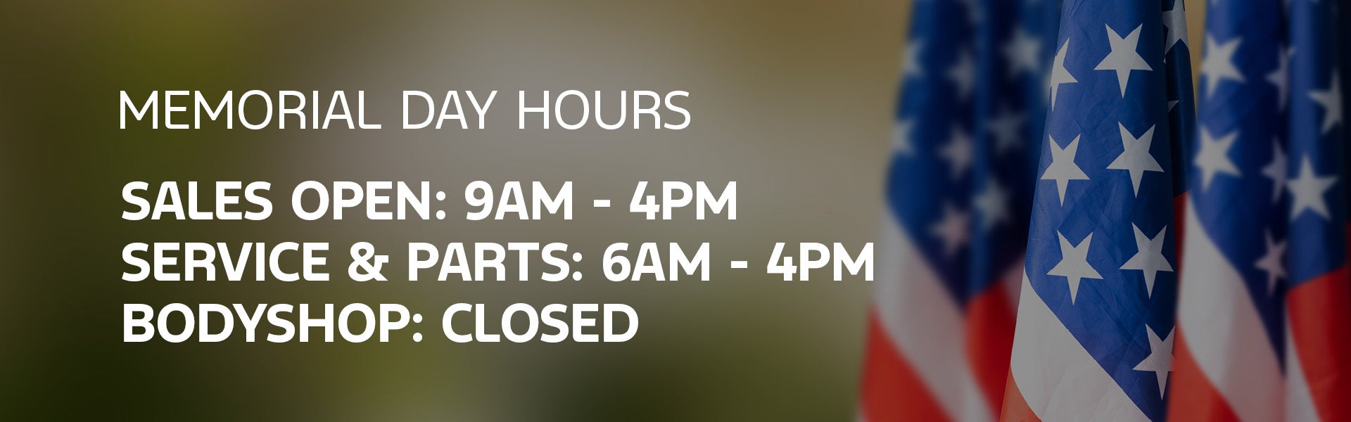 Memorial Day Hours
